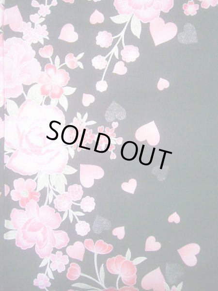 画像4: J0617X ゆかた 女性用着物  綿 ダークな  黒, 花 【中古】 【USED】 【リサイクル】 ★★★★☆ (4)