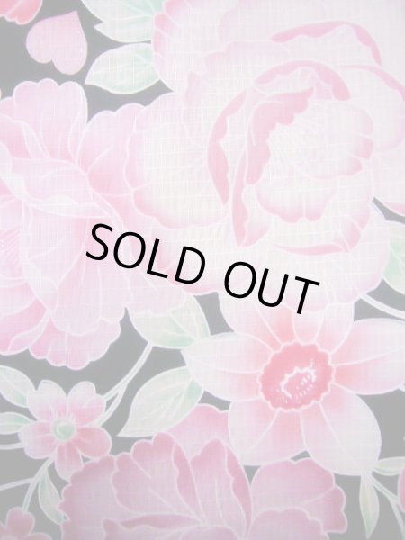 画像6: J0617X ゆかた 女性用着物  綿 ダークな  黒, 花 【中古】 【USED】 【リサイクル】 ★★★★☆ (6)