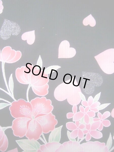 画像7: J0617X ゆかた 女性用着物  綿 ダークな  黒, 花 【中古】 【USED】 【リサイクル】 ★★★★☆ (7)