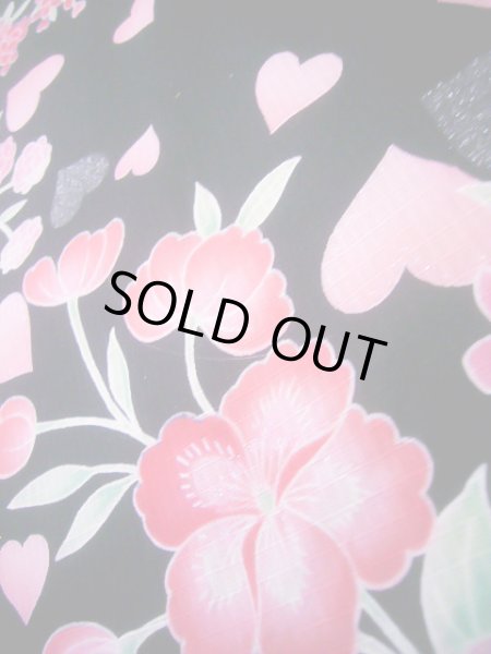 画像9: J0617X ゆかた 女性用着物  綿 ダークな  黒, 花 【中古】 【USED】 【リサイクル】 ★★★★☆ (9)