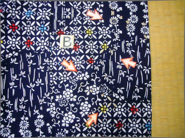 画像14: J0702N ゆかた 女性用着物  綿 青みのある  藍, 花 【中古】 【USED】 【リサイクル】 ★★☆☆☆ (14)