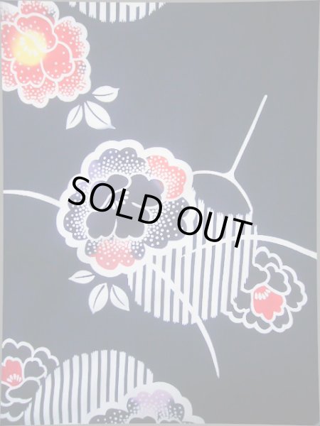 画像4: J0702O ゆかた 女性用着物  綿 青みのある  藍, 花 【中古】 【USED】 【リサイクル】 ★★★★☆ (4)