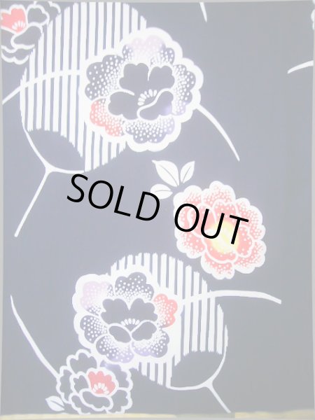画像5: J0702O ゆかた 女性用着物  綿 青みのある  藍, 花 【中古】 【USED】 【リサイクル】 ★★★★☆ (5)