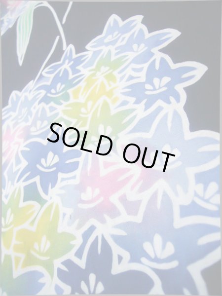 画像8: J0702Q ゆかた 女性用着物  綿 青みのある  藍, ききょう 【中古】 【USED】 【リサイクル】 ★★★★☆ (8)