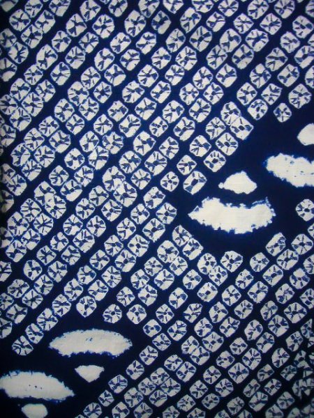 画像3: J0710M 女性用 浴衣（日本製）   綿 藍,  扇 【中古】【USED】【リサイクル】 ★★★☆☆【J0710M】 (3)