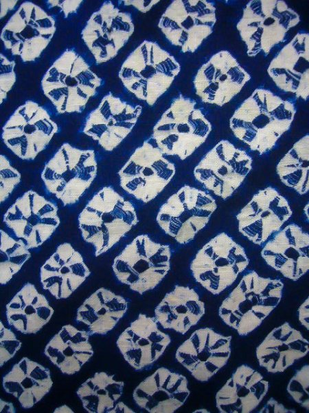 画像6: J0710M 女性用 浴衣（日本製）   綿 藍,  扇 【中古】【USED】【リサイクル】 ★★★☆☆【J0710M】 (6)