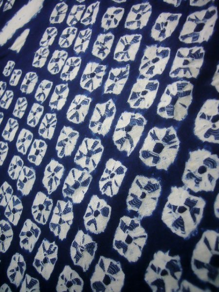 画像8: J0710M 女性用 浴衣（日本製）   綿 藍,  扇 【中古】【USED】【リサイクル】 ★★★☆☆【J0710M】 (8)