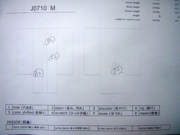 画像11: J0710M 女性用 浴衣（日本製）   綿 藍,  扇 【中古】【USED】【リサイクル】 ★★★☆☆【J0710M】 (11)