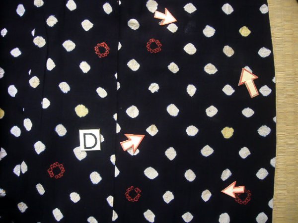 画像15: J0710P 女性用 浴衣（日本製）   綿 藍,  かのこ 【中古】【USED】【リサイクル】 ★★☆☆☆【J0710P】 (15)