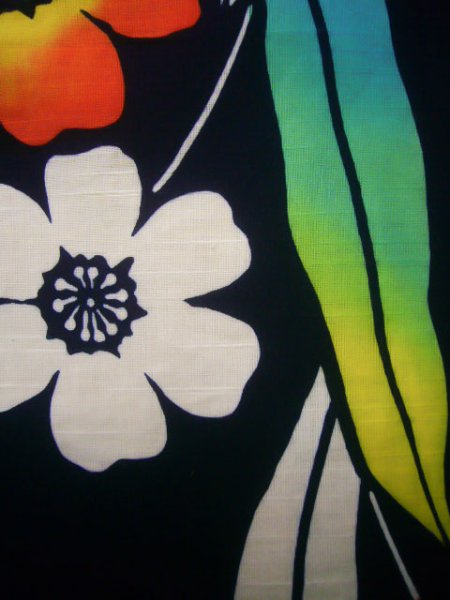 画像7: J0710X 女性用 注染浴衣   綿 藍,  花 【中古】【USED】【リサイクル】 ★★★☆☆【J0710X】 (7)