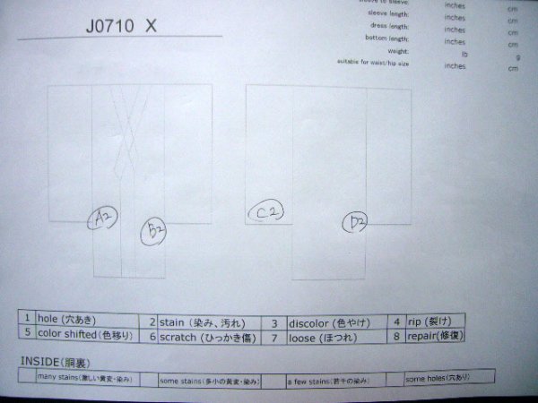 画像12: J0710X 女性用 注染浴衣   綿 藍,  花 【中古】【USED】【リサイクル】 ★★★☆☆【J0710X】 (12)