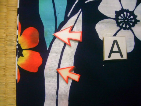 画像13: J0710X 女性用 注染浴衣   綿 藍,  花 【中古】【USED】【リサイクル】 ★★★☆☆【J0710X】 (13)