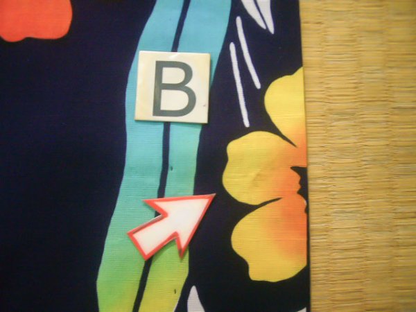 画像14: J0710X 女性用 注染浴衣   綿 藍,  花 【中古】【USED】【リサイクル】 ★★★☆☆【J0710X】 (14)