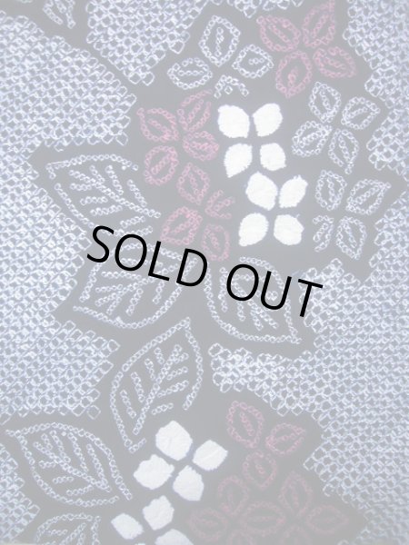 画像5: J0715A ゆかた 女性用着物 有松絞り 綿 青みのある  赤, 花 【中古】 【USED】 【リサイクル】 ★★★★☆ (5)