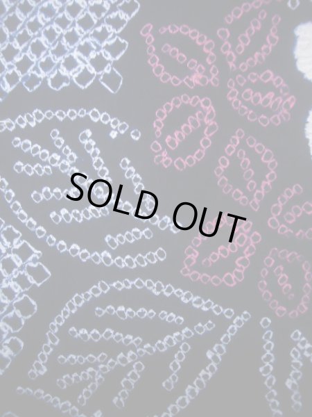 画像6: J0715A ゆかた 女性用着物 有松絞り 綿 青みのある  赤, 花 【中古】 【USED】 【リサイクル】 ★★★★☆ (6)