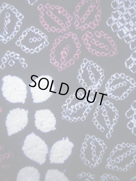 画像7: J0715A ゆかた 女性用着物 有松絞り 綿 青みのある  赤, 花 【中古】 【USED】 【リサイクル】 ★★★★☆ (7)