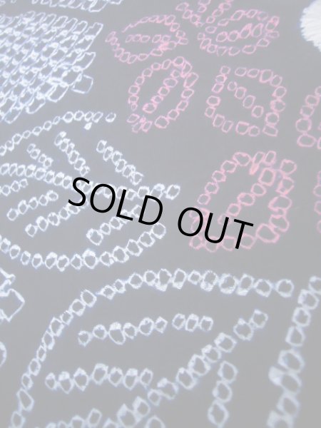 画像8: J0715A ゆかた 女性用着物 有松絞り 綿 青みのある  赤, 花 【中古】 【USED】 【リサイクル】 ★★★★☆ (8)