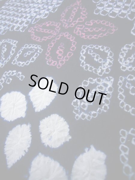 画像9: J0715A ゆかた 女性用着物 有松絞り 綿 青みのある  赤, 花 【中古】 【USED】 【リサイクル】 ★★★★☆ (9)