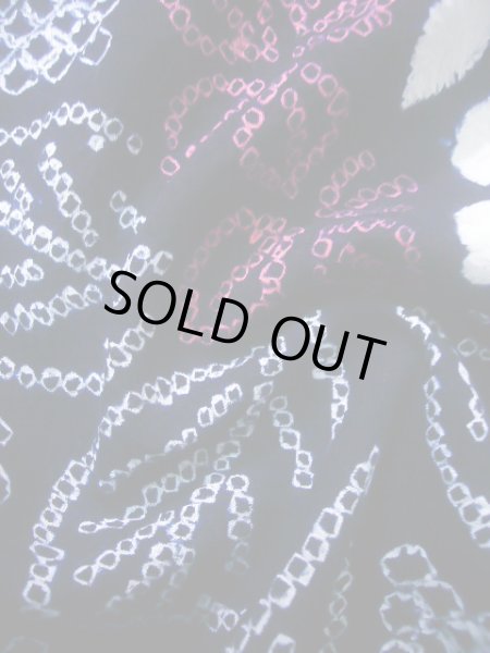 画像10: J0715A ゆかた 女性用着物 有松絞り 綿 青みのある  赤, 花 【中古】 【USED】 【リサイクル】 ★★★★☆ (10)