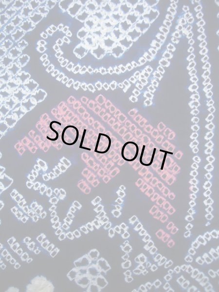 画像6: J0715B ゆかた 女性用着物 有松絞り 綿 青みのある  赤, 花 【中古】 【USED】 【リサイクル】 ★★★★☆ (6)