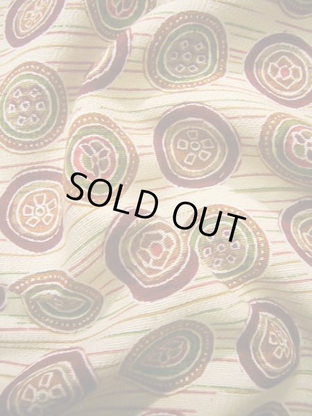 画像9: J0715I 小紋 女性用着物  シルク（正絹） クリーミーな  オフ　ホワイト, 丸 【中古】 【USED】 【リサイクル】 ★★★☆☆ (9)