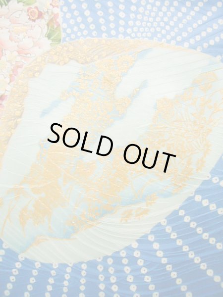 画像8: J0715O 小紋 女性用着物 千總/高島屋/手描き友禅 シルク（正絹） シャイニーな  水色, ぼたん 【中古】 【USED】 【リサイクル】 ★★★★☆ (8)