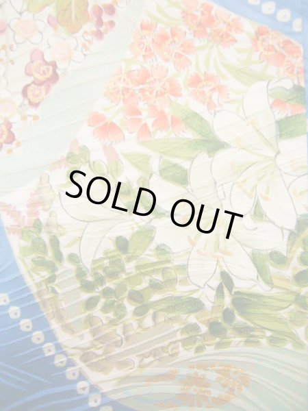 画像12: J0715O 小紋 女性用着物 千總/高島屋/手描き友禅 シルク（正絹） シャイニーな  水色, ぼたん 【中古】 【USED】 【リサイクル】 ★★★★☆ (12)