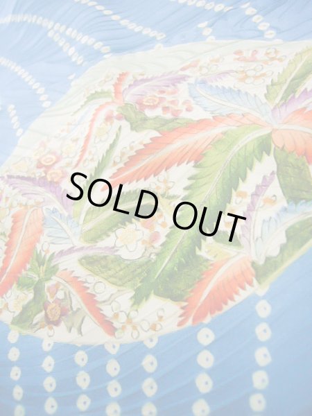 画像14: J0715O 小紋 女性用着物 千總/高島屋/手描き友禅 シルク（正絹） シャイニーな  水色, ぼたん 【中古】 【USED】 【リサイクル】 ★★★★☆ (14)