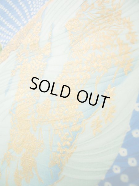 画像16: J0715O 小紋 女性用着物 千總/高島屋/手描き友禅 シルク（正絹） シャイニーな  水色, ぼたん 【中古】 【USED】 【リサイクル】 ★★★★☆ (16)