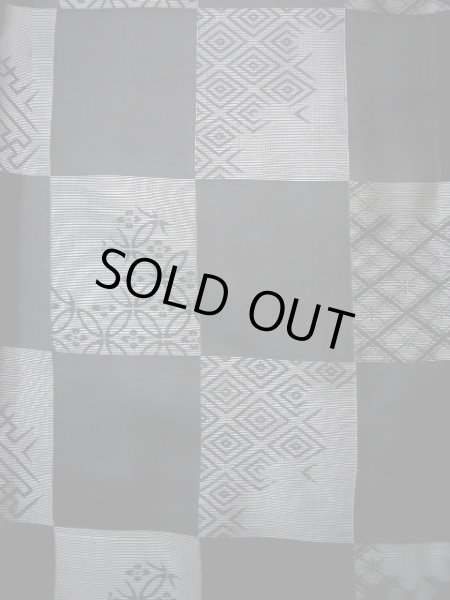 画像4: J0715W 夏物 女性用着物  シルク（正絹） ダークな  黒, 菱 【中古】 【USED】 【リサイクル】 ★★★★☆ (4)