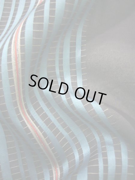 画像9: J0722J 夏物 女性用着物  シルク（正絹） ダークな  黒, 縞 【中古】 【USED】 【リサイクル】 ★☆☆☆☆ (9)