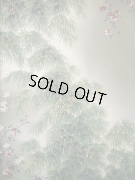 画像3: J0722R 夏物 女性用着物  シルク（正絹） スモーキーな  グレー（灰色）, 花 【中古】 【USED】 【リサイクル】 ★★★☆☆ (3)