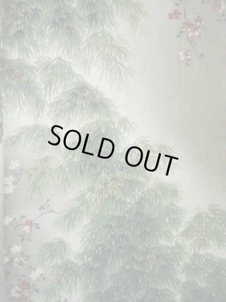 画像5: J0722R 夏物 女性用着物  シルク（正絹） スモーキーな  グレー（灰色）, 花 【中古】 【USED】 【リサイクル】 ★★★☆☆ (5)