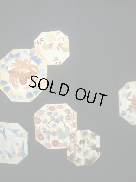 画像5: J0731H 留袖 女性用着物 比翼 シルク(正絹) ダークな  黒, 菊 【中古】 【USED】 【リサイクル】 ★★☆☆☆ (5)