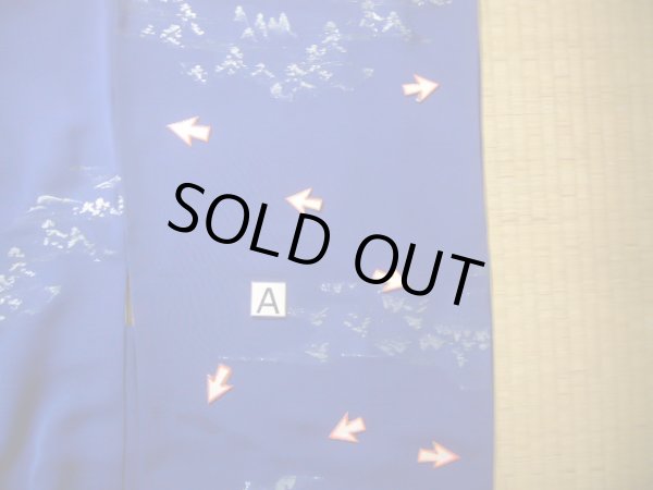 画像12: J0808O 羽織 女性用着物  シルク（正絹） 深い  青, 風景 【中古】 【USED】 【リサイクル】 ★★☆☆☆ (12)