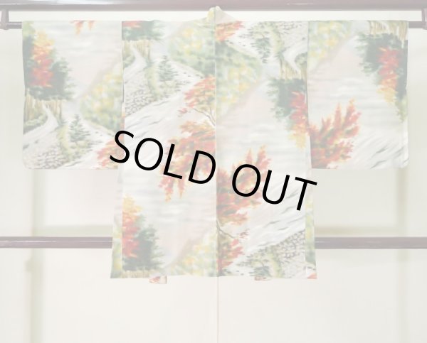 画像2: J0808W 羽織 女性用着物  シルク(正絹) スモーキーな  マルチカラー, 風景 【中古】 【USED】 【リサイクル】 ★☆☆☆☆ (2)