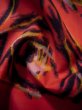 画像10: J0812V 羽織 女性用着物  綿 深い  朱赤, 抽象的模様 【中古】 【USED】 【リサイクル】 ★★★★☆ (10)