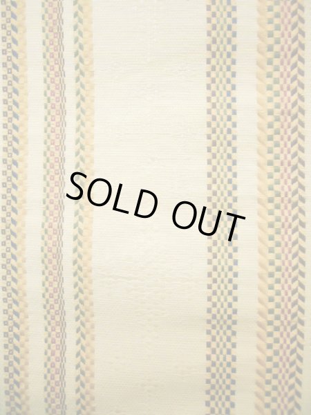 画像3: J0909W 半幅帯  女性用着物 綿 淡い  クリーム 幾何学模様   【中古】 【USED】 【リサイクル】 ★★★☆☆ (3)