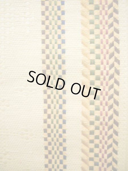 画像4: J0909W 半幅帯  女性用着物 綿 淡い  クリーム 幾何学模様   【中古】 【USED】 【リサイクル】 ★★★☆☆ (4)