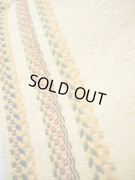 画像7: J0909W 半幅帯  女性用着物 綿 淡い  クリーム 幾何学模様   【中古】 【USED】 【リサイクル】 ★★★☆☆ (7)