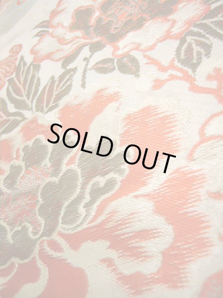 画像8: J0911H 半幅帯  女性用着物 シルク(正絹)   オフ ホワイト ぼたん  , リバーシブル【中古】 【USED】 【リサイクル】 ★☆☆☆☆ (8)