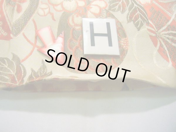 画像18: J0911H 半幅帯  女性用着物 シルク(正絹)   オフ ホワイト ぼたん  , リバーシブル【中古】 【USED】 【リサイクル】 ★☆☆☆☆ (18)