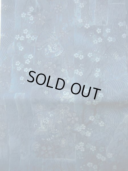 画像5: J0918K 袋帯  女性用着物 シルク(正絹) スモーキーな  青 鳳凰  , 渡文【中古】 【USED】 【リサイクル】 ★★★★☆ (5)