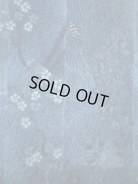 画像7: J0918K 袋帯  女性用着物 シルク(正絹) スモーキーな  青 鳳凰  , 渡文【中古】 【USED】 【リサイクル】 ★★★★☆ (7)