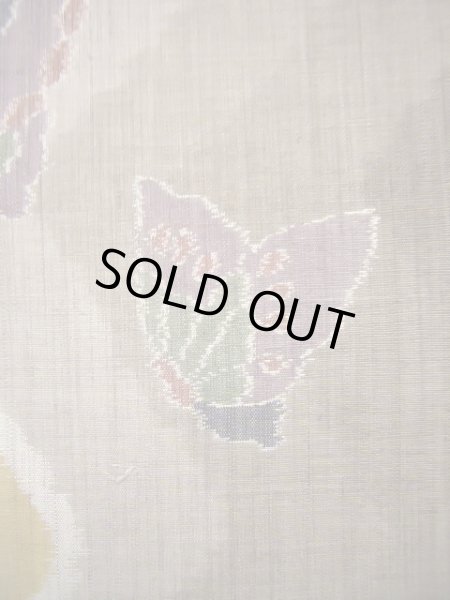 画像6: J0918L 袋帯  女性用着物 シルク(正絹) ヘザー(杢)  ブラウン(茶色) 蝶々  , リバーシブル【中古】 【USED】 【リサイクル】 ★★★★☆ (6)