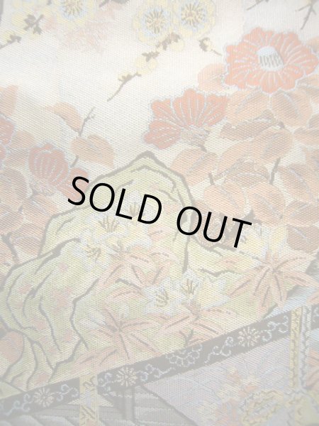 画像7: J0918M 袋帯  女性用着物 シルク(正絹) スモーキーな  水色 梅  , 萬葉【中古】 【USED】 【リサイクル】 ★★★★☆ (7)