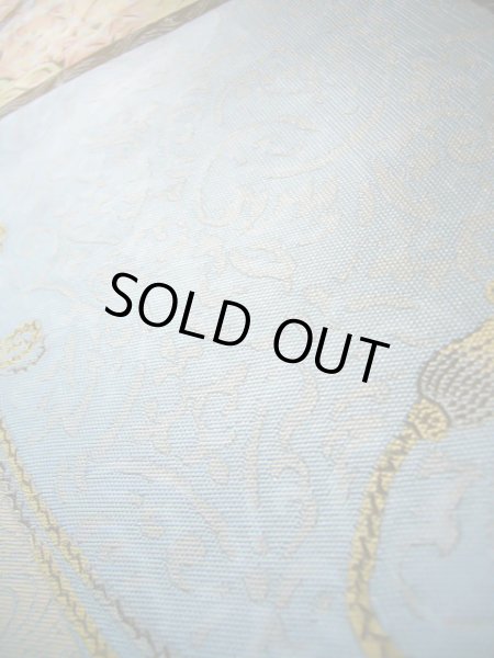 画像15: J0918M 袋帯  女性用着物 シルク(正絹) スモーキーな  水色 梅  , 萬葉【中古】 【USED】 【リサイクル】 ★★★★☆ (15)