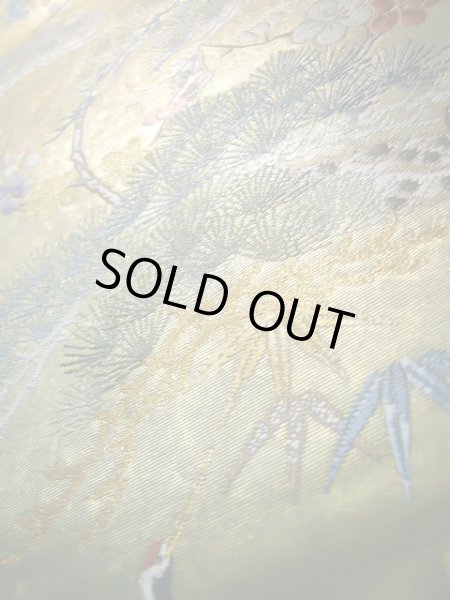 画像13: J0918O 袋帯  女性用着物 シルク(正絹) シャイニーな  ゴールド(金) 花  , 長嶋成織物 瀞金錦【中古】 【USED】 【リサイクル】 ★★★★☆ (13)