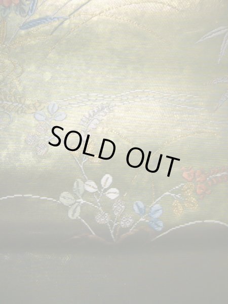 画像18: J0918O 袋帯  女性用着物 シルク(正絹) シャイニーな  ゴールド(金) 花  , 長嶋成織物 瀞金錦【中古】 【USED】 【リサイクル】 ★★★★☆ (18)