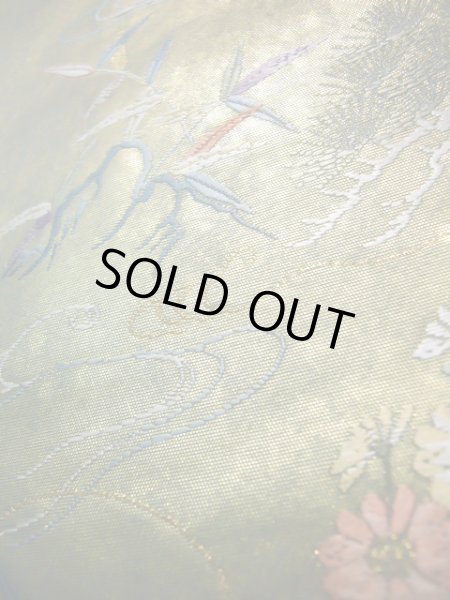 画像19: J0918O 袋帯  女性用着物 シルク(正絹) シャイニーな  ゴールド(金) 花  , 長嶋成織物 瀞金錦【中古】 【USED】 【リサイクル】 ★★★★☆ (19)